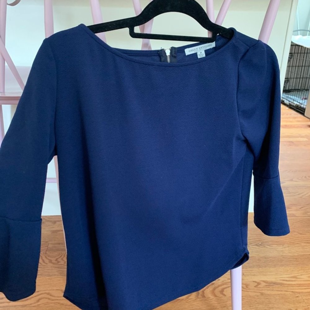 Blue Long Sleeve Blouse